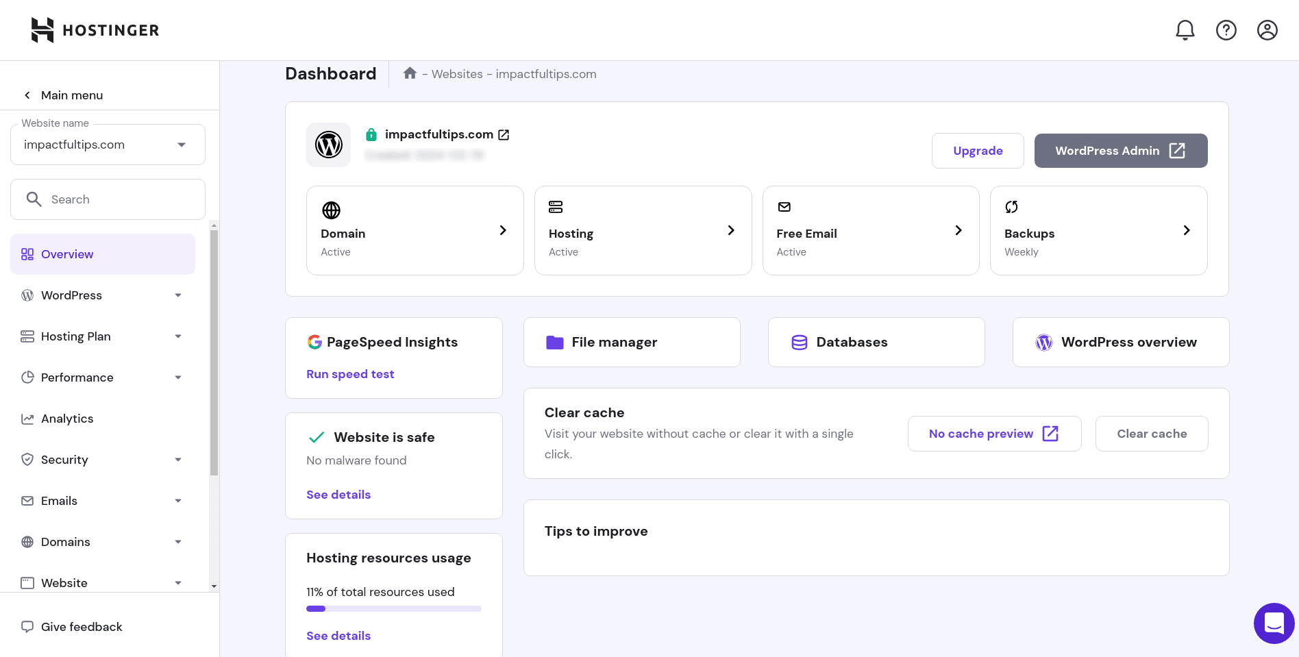 hostinger-vs-bluehost-dashboard